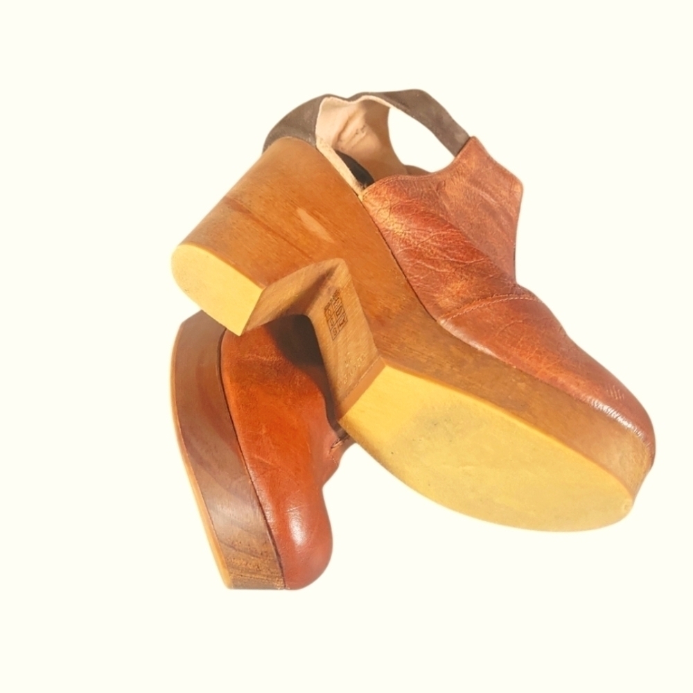 Free People Stylish Brown Leather  Clogs Amber Ankle Boots Made in Spain  Sz 37 - Picture 6 of 9